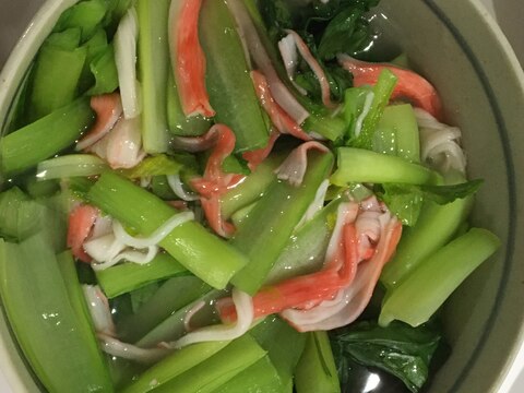 シャキシャキ小松菜のカニカマ中華風あんかけ　つまみ